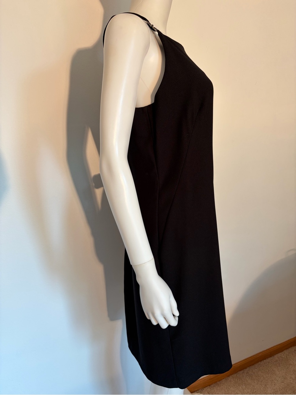 #871 CDC Black Sleeveless Midi Dress with Butterflies on shoulder. Made in USA - Picture 5 of 8